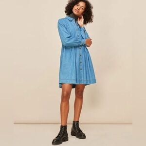 Whistles Chambray Denim Button-Up Dress